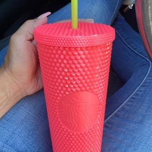 Brand new Coral pink and yellow Starbucks tumbler.